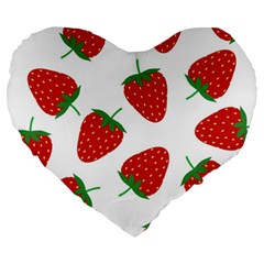 Seamless Pattern Fresh Strawberry Large 19  Premium Heart Shape Cushions by Vaneshart