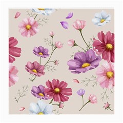 Vector Hand Drawn Cosmos Flower Pattern Medium Glasses Cloth by Sobalvarro