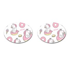 Unicorn Seamless Pattern Background Vector (1) Cufflinks (oval) by Sobalvarro