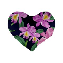 Vector Hand Drawn Orchid Flower Pattern Standard 16  Premium Flano Heart Shape Cushions by Sobalvarro