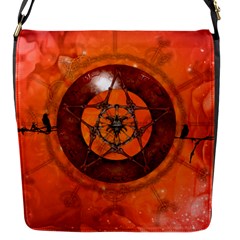 Awesome Skull On A Pentagram With Crows Flap Closure Messenger Bag (s) by FantasyWorld7