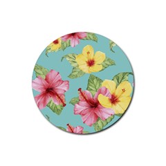 Hibiscus Rubber Coaster (round)  by Sobalvarro