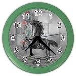 Wonderful Black And White Horse Color Wall Clock Front