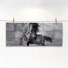 Wonderful Black And White Horse Hand Towel by FantasyWorld7