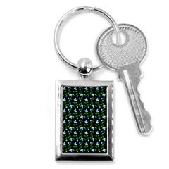 Carnation Pattern Black Key Chain (rectangle) by snowwhitegirl