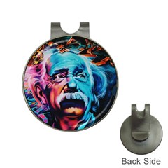 Albert Einstein Retro Wall Graffiti Blue Pink Orange Modern Urban Art Grunge Hat Clips With Golf Markers by snek