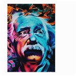 Albert Einstein Retro wall graffiti blue pink orange modern urban art grunge Large Garden Flag (Two Sides) Front