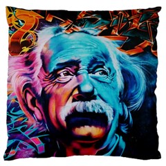 Albert Einstein Retro Wall Graffiti Blue Pink Orange Modern Urban Art Grunge Large Flano Cushion Case (one Side) by snek