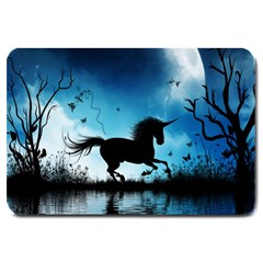 Wonderful Unicorn Silhouette In The Night Large Doormat  by FantasyWorld7