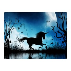 Wonderful Unicorn Silhouette In The Night Double Sided Flano Blanket (mini)  by FantasyWorld7