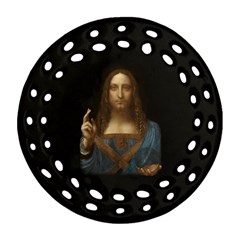 Salvator Mundi Leonardo Davindi 1500 Jesus Christ Savior Of The World Original Paint Most Expensive In The World Ornament (round Filigree) by snek