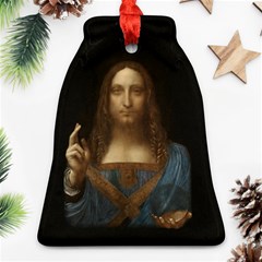 Salvator Mundi Leonardo Davindi 1500 Jesus Christ Savior Of The World Original Paint Most Expensive In The World Bell Ornament (two Sides) by snek