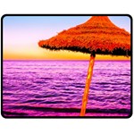 Pop Art Beach Umbrella  Double Sided Fleece Blanket (Medium)  58.8 x47.4  Blanket Back