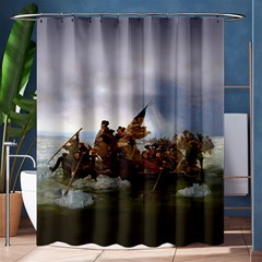 George Washington Crossing Of The Delaware River Continental Army 1776 American Revolutionary War Original Painting Shower Curtain 60  X 72  (medium)  by snek