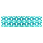 Teal White  Abstract Pattern Satin Scarf (Oblong) Front