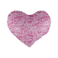 Coffee Pink Standard 16  Premium Heart Shape Cushions by Amoreluxe