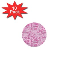 Coffee Pink 1  Mini Buttons (10 Pack)  by Amoreluxe