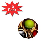 Sport Ball Tennis Golf Football 1  Mini Buttons (10 Pack)  by HermanTelo