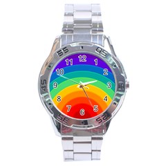 Rainbow Background Colorful Stainless Steel Analogue Watch by HermanTelo