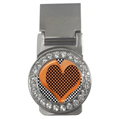 Heart Chess Board Checkerboard Money Clips (cz)  by HermanTelo