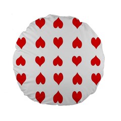 Heart Red Love Valentines Day Standard 15  Premium Flano Round Cushions by HermanTelo