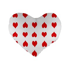 Heart Red Love Valentines Day Standard 16  Premium Flano Heart Shape Cushions by HermanTelo