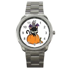 Halloween Cute Cat Sport Metal Watch by HermanTelo