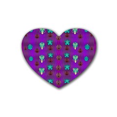 Peace Is Cool Again And Decorative Flowers Rubber Coaster (heart)  by pepitasart