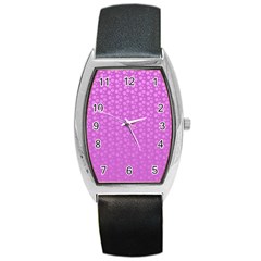 Background Polka Pink Barrel Style Metal Watch by HermanTelo