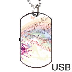 Music Notes Abstract Dog Tag Usb Flash (one Side) by HermanTelo