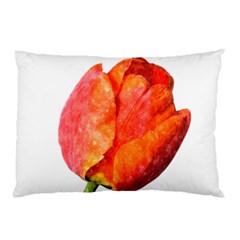 Spring Tulip Red Watercolor Aquarel Pillow Case (two Sides) by picsaspassion