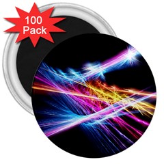 Colorful Neon Art Light Rays, Rainbow Colors 3  Magnets (100 Pack) by picsaspassion