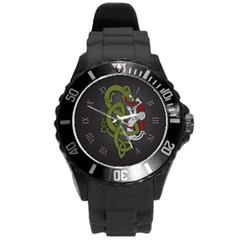 Pepe The Frog Rare Celtic Viking Norse Dragon Pattern Deus Vult Medieval Wojak Crusader Round Plastic Sport Watch (l) by snek