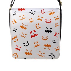 Pumpkin Faces Pattern Flap Closure Messenger Bag (l) by Sobalvarro