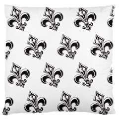 French France Fleur De Lys Metal Pattern Black And White Antique Vintage Large Flano Cushion Case (one Side) by Quebec