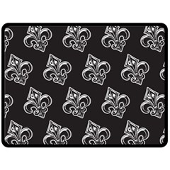 French France Fleur De Lys Metal Pattern Black And White Antique Vintage Black Rocker Double Sided Fleece Blanket (large)  by Quebec