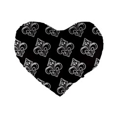 French France Fleur De Lys Metal Pattern Black And White Antique Vintage Black Rocker Standard 16  Premium Flano Heart Shape Cushions by Quebec