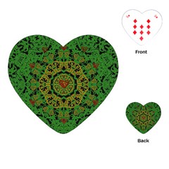 Love The Hearts  Mandala On Green Playing Cards Single Design (heart) by pepitasart