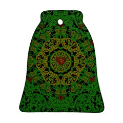 Love The Hearts  Mandala On Green Ornament (bell) by pepitasart