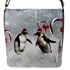 Funny Penguin In A Winter Landscape Flap Closure Messenger Bag (s) by FantasyWorld7