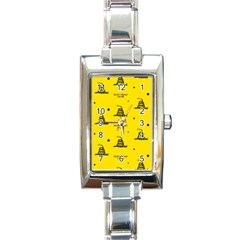 Gadsden Flag Don t Tread On Me Yellow And Black Pattern With American Stars Rectangle Italian Charm Watch by snek