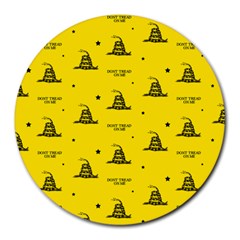 Gadsden Flag Don t Tread On Me Yellow And Black Pattern With American Stars Round Mousepads by snek