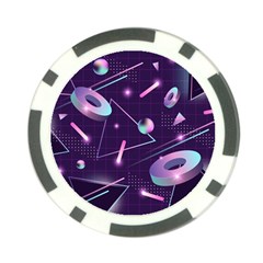 Retrowave Aesthetic Vaporwave Retro Memphis Pattern 80s Design Geometrical Shapes Futurist Pink Blue 3d Poker Chip Card Guard by genx