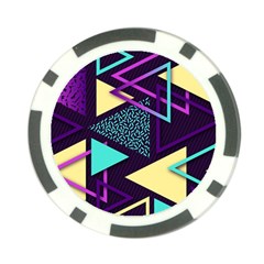 Retrowave Aesthetic Vaporwave Retro Memphis Triangle Pattern 80s Yellow Turquoise Purple Poker Chip Card Guard (10 Pack) by genx