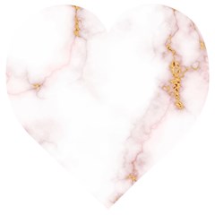 Pink And White Marble Texture With Gold Intrusions Pale Rose Background Wooden Puzzle Heart by genx