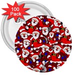 Nicholas Santa Christmas Pattern 3  Buttons (100 pack)  Front