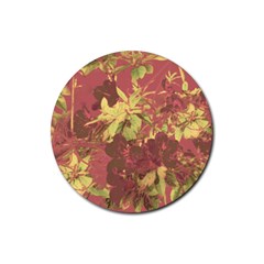 Tropical Vintage Floral Artwork Print Rubber Coaster (round)  by dflcprintsclothing