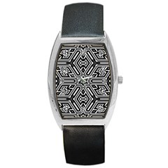 Grid Pattern Backdrop Seamless Design Geometric Patterns Line Barrel Style Metal Watch by Vaneshart