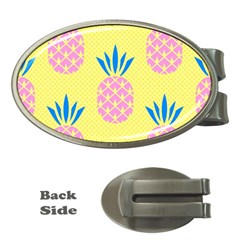 Summer Pineapple Seamless Pattern Money Clips (oval)  by Sobalvarro