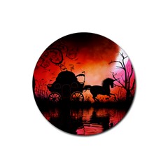 Drive In The Night By Carriage Rubber Round Coaster (4 Pack)  by FantasyWorld7